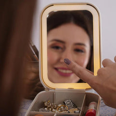 The Glow & Go™ Organizer – Portable Travel LED Makeup Organizer with Mirror