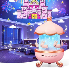 The GlowBunny™ Projector Lamp – 360° Rotating Starry Sky Projector, USB Rechargeable Night Light