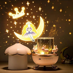The GlowBunny™ Projector Lamp – 360° Rotating Starry Sky Projector, USB Rechargeable Night Light