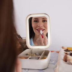 The Glow & Go™ Organizer – Portable Travel LED Makeup Organizer with Mirror