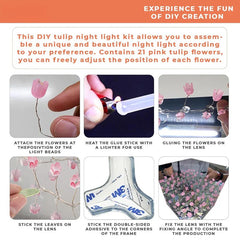 The DIY TulipGlow™ LuxeCube – Elegant 2-in-1 Mirror & Lamp with 20 LED Tulip Lights