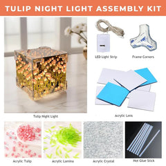 The DIY TulipGlow™ LuxeCube – Elegant 2-in-1 Mirror & Lamp with 20 LED Tulip Lights