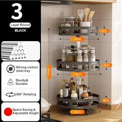 The SpinOrganize™ 360° Tray – Rotating Carbon Steel Spice & Storage Rack